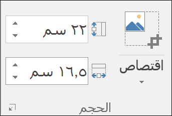 لقطة شاشة تعرض إعدادات الارتفاع والعرض