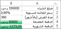 تحقق الخليتان B4 وB5 الشروط الخاصة بهما، لذلك يتم تنسيقهما باللون الأخضر