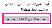 تحديد فاصل أعمدة مع تشغيل "إظهار التنسيق"