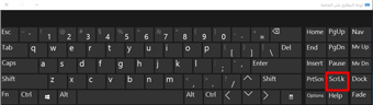 Windows 10 لوحة المفاتيح على الشاشة مع Scroll Lock