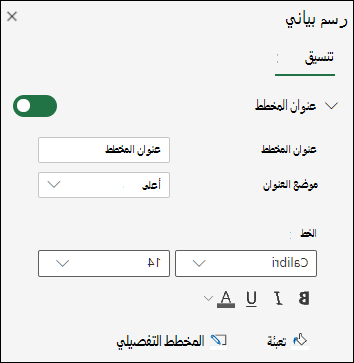 خيارات عنوان المخطط ل Excel على الويب