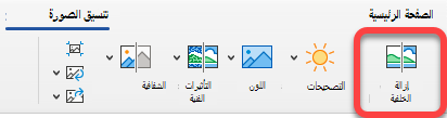 يوجد الخيار إزالة صورة في علامة التبويب تنسيق الصورة في تطبيقات Office.