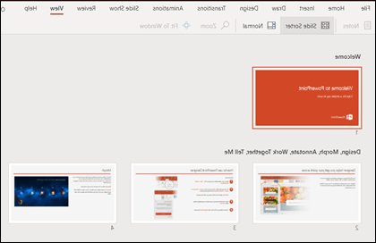 طريقة عرض فارز الشرائح في PowerPoint على الويب.