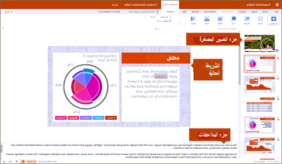 طريقة عرض التحرير في PowerPoint Online