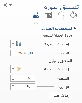 خيارات "تصحيحات الصور" في جزء المهام "تنسيق الصورة"