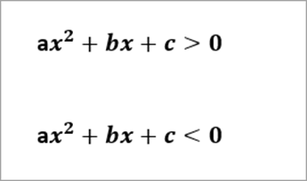 прочетени примерни уравнения: ax^2 +bx+c>0, ax^2+bx+c <0