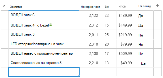 Формуляр за бързо редактиране за списък