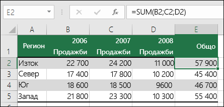 Формула, която използва явни препратки към клетка, като напр. =SUM(B2;C2;D2), може да доведе до грешка #REF!, ако колона е изтрита.