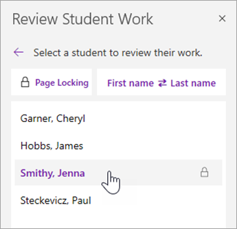 Изберете името на ученика, за да прегледате работата му.