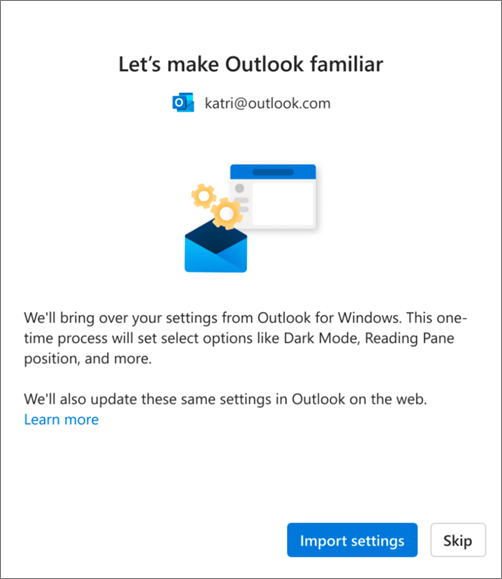 Импортиране на настройки в нов Outlook за Windows