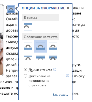 Прозорец ''Опции за оформление''