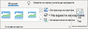 Бутон "Алтернативен текст" на лентата за Outlook в Windows.