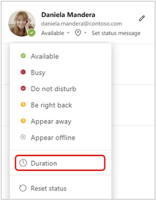 Duration on status menu