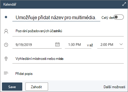 Rychlé psaní v Outlook na webu