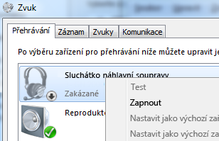 Snímek obrazovky s povolením zařízení