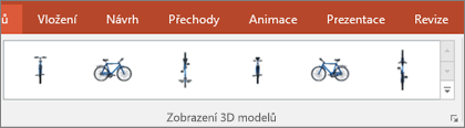 Galerie Zobrazení 3D modelů nabízí některé užitečné předvolby pro uspořádání zobrazení vašeho 3D obrázku.