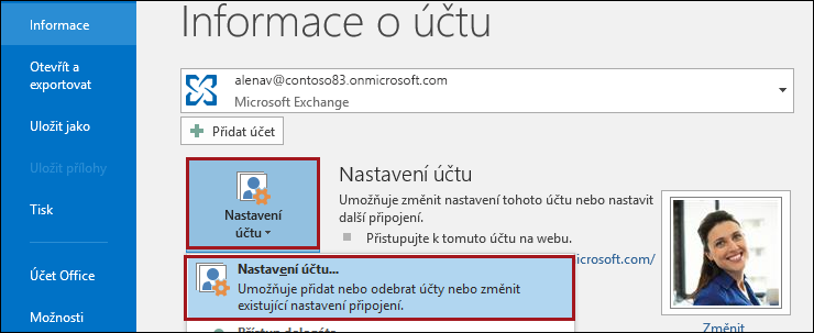 Nastavení účtu v Outlooku