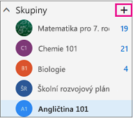 Levé navigační podokno v Outlooku na webu se zvýrazněným tlačítkem Vytvořit