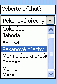 Příklad ovládacího prvku formuláře Pole se seznamem