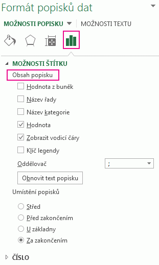 Label Options part of Format Data Label pane