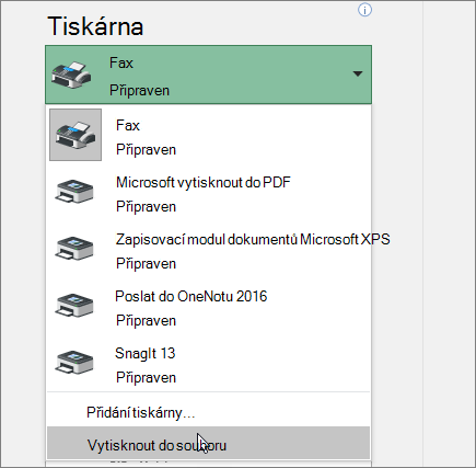 Možnost Tisk do souboru