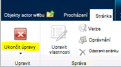 Tlačítko Ukončit úpravy na kartě Stránka