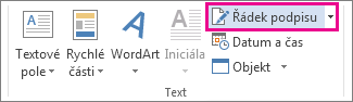 Příkaz Řádek podpisu na kartě Vložit