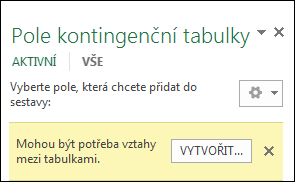 Tlačítko Vytvořit se objeví, když je potřeba vytvořit relaci