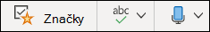 Tlačítko Diktovat na pásu karet OneNotu pro web