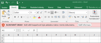 Pokud se pokusíte otevřít soubor z podezřelého umístění, Office zablokuje všechna makra.