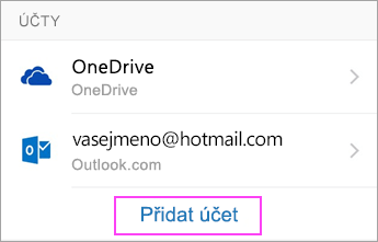 Klepněte na Přidat účet.