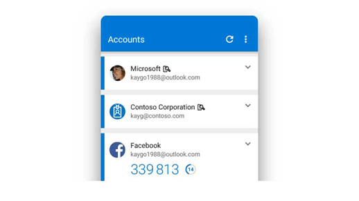 Microsoft Authenticator zobrazuje často se měnící 6místný kód pro ověření přihlášení.