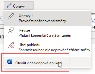 Obrázek příkazu Otevřít v desktopové aplikaci