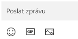 Pod polem Zpráva jsou tlačítka pro vložení emoji, gifu nebo obrázku.