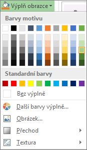 Nabídka možností barev výplně obrazce