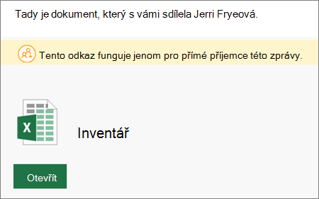 Oznámení sdíleného sharepointového souboru pomocí ukázkového e-mailu