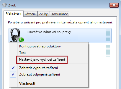 Nastavit zařízení jako výchozí ve Windows