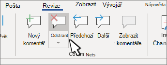 Tlačítko Odstranit komentář