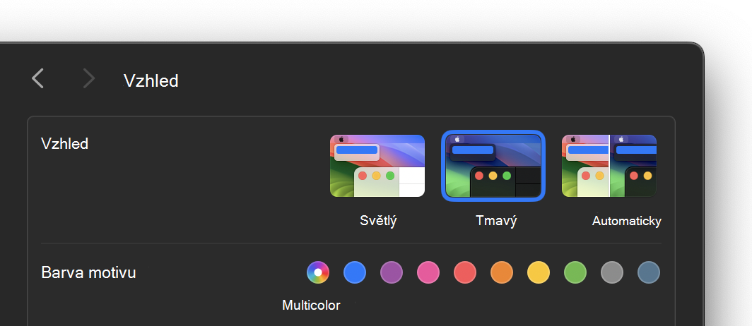 Nastavení tmavého vzhledu v macOS