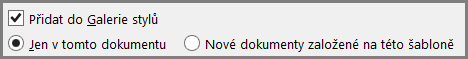 Přidat do Galerie stylů ve Wordu
