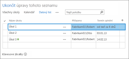 Zobrazení Datový list