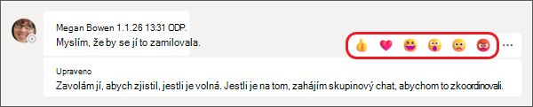 Reakce na emoji chatu