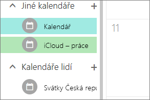 Kalendář na iCloudu, který se zobrazuje v části Jiné kalendáře v Outlook pro web