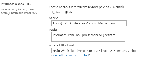 Informace o kanálu RSS