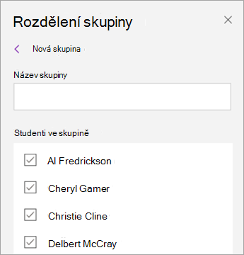 Zaškrtněte políčka vedle jmen studentů.