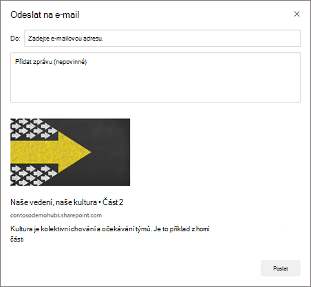 Snímek obrazovky s možností Poslat tento příspěvek e-mailem