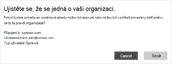 Ujistěte se, že se jedná o ověřovací obrazovku vaší organizace.