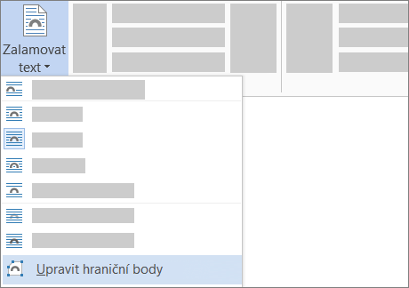 Možnost Upravit hraniční body u obtékajícího textu na pásu karet