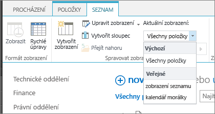 Rozevírací seznam se zobrazením aktuálního seznamu