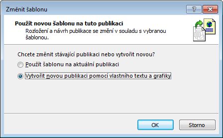 Změna šablony pomocí tohoto dialogového okna